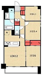 ウィンベルコーラス吉川 6階3LDKの間取り