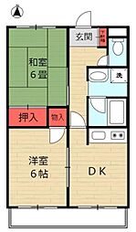 平沼ハイツ 2DKの間取図画像