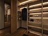 その他：落ち着いた照明とシンプルなデザインが調和した内観の完成予想図です。壁面収納が空間をすっきりと見せ使いやすいレイアウトが印象的です。木目調の床と扉が温かみを演出し心地よい空間を実現しています。