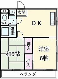 東京メトロ東西線 妙典駅 徒歩6分の賃貸マンション 2階2DKの間取り