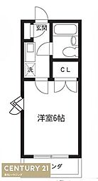 第2エクセル行徳 5階1Kの間取り