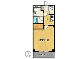 グリーンゲイブルズ 2階1Kの間取り