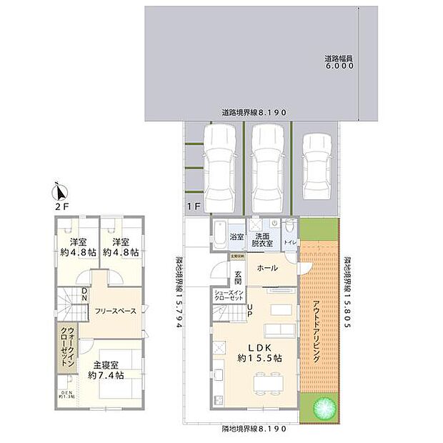LDKは15.5帖で家族の距離感がちょうどいい広さ！各所に収納を設け、過ごしやすい間取りです◎