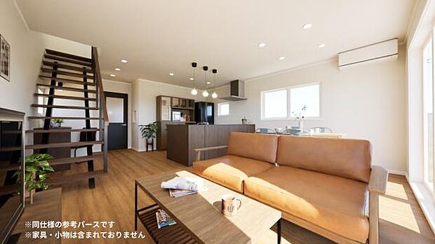 壁付けキッチンにアイランドカウンターをプラスすると、対面キッチンのように活用できるのでおすすめです!※同仕様の参考画像です。家具・小物は含まれておりません