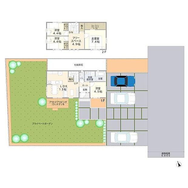 ご要望の多い4LDKタイプの間取りです。1Fの洋室は、家事室にも来客にも使える「あると便利」なお部屋です♪