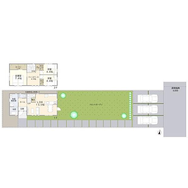 LDKは15.5帖で家族の距離感がちょうどいい広さ!各所に収納を設け、過ごしやすい間取りです◎