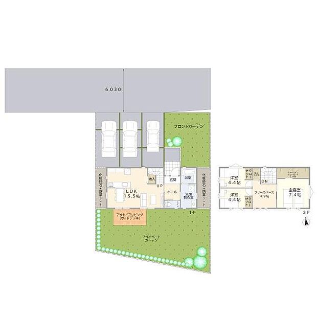 LDKは15.5帖で家族の距離感がちょうどいい広さ！各所に収納を設け、過ごしやすい間取りです◎
