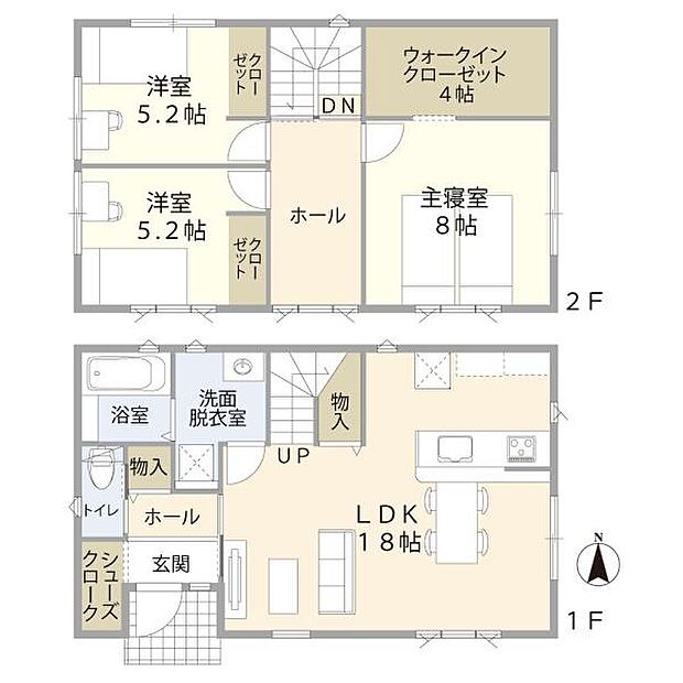 LDKは広々18帖！シューズクローゼットやウォークインクローゼットなど収納がたっぷりある間取りです。