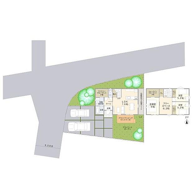 家事ラクを意識して収納にもこだわった間取りです。1Fのファミリークローゼットが便利♪