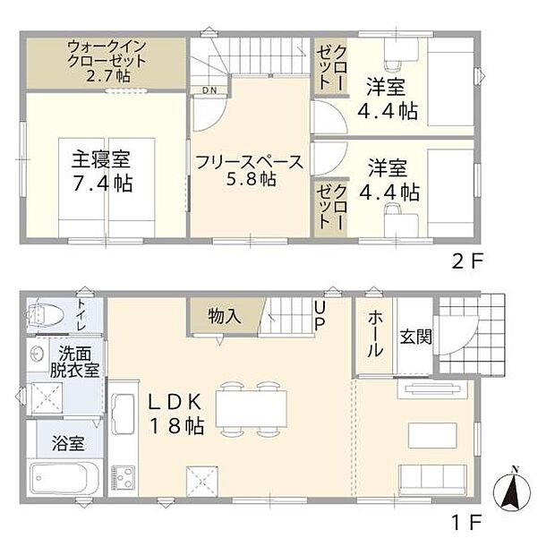 LDKは広々18帖！家族で過ごす空間を広くとった間取りです◎