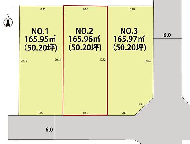 3区画のミニ分譲地の一画にある土地です。