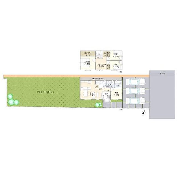 ご要望の多い4LDKタイプの間取りです。1Fの洋室は、家事室にも来客にも使える「あると便利」なお部屋です♪