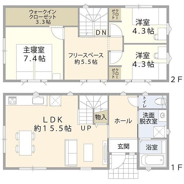 建物本体価格/1、980万円(税込) 建物面積/89.42平米3000棟の実績の中から人気のプランを採用しています!※掲載の建物プランは参考としての一例です。
