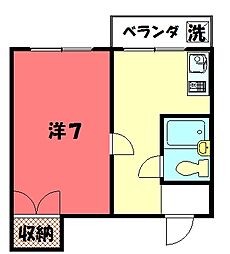 スティカーサビアンカ 2階1Kの間取り