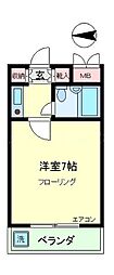 第二エステートオギモト 1Kの間取図画像