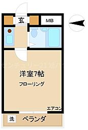 第二エステートオギモト 1Kの間取図画像