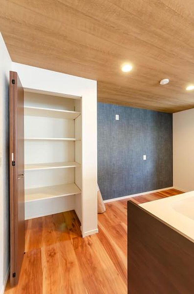 「リビング収納」キッチン裏にありますのでパントリーとしてもご活用可能です。