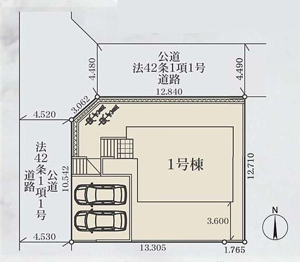 「理想の角地」ゆとりの駐車場2台+お庭スペース付き。