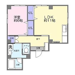 Kビル 2階1LDKの間取り