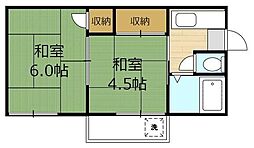 城郷荘 2Kの間取図画像