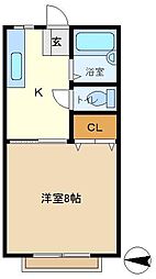 メゾン豊Ｄ 2階1Kの間取り