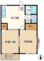 コートピュア司A 2Kの間取図画像
