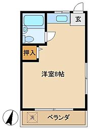 第二正美荘 ワンルームの間取図画像