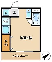 ブロードピーク ワンルームの間取図画像