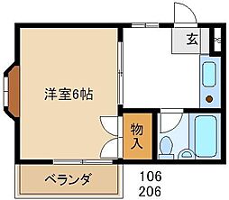 コーポサンライズ 1Kの間取図画像