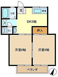 ハイム須賀1 2Kの間取図画像