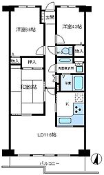 シティプラザせんげん台弐番館 3LDKの間取図画像
