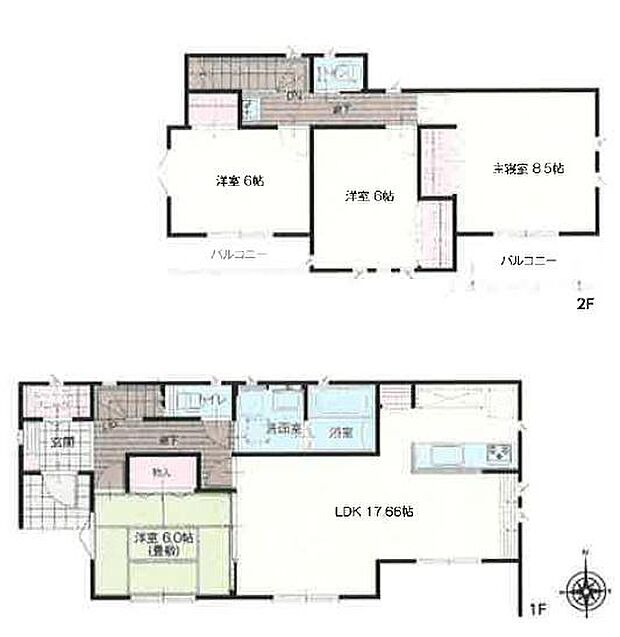 広々としたリビングダイニングキッチンが魅力の間取りです。和室と洋室の両方が揃い生活に多様性をもたらします。バルコニーが2か所に設置されており日当たりや風通しも良好です。快適な住空間が広がります。