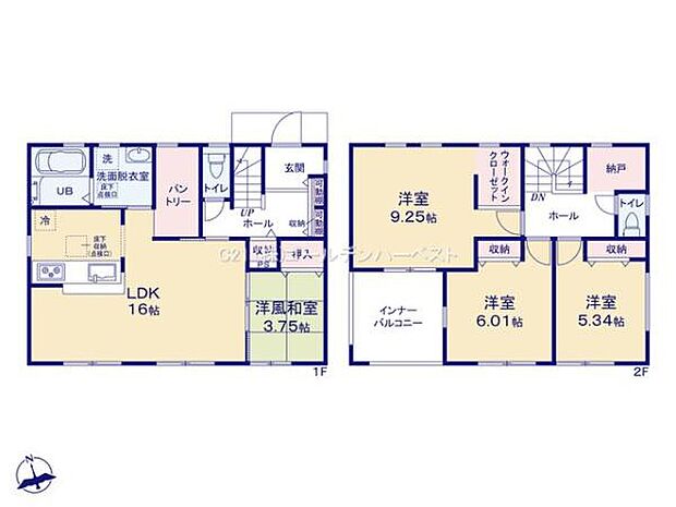 広々としたLDKや各階にトイレが設けられており快適な動線を確保しています。1階には和室もあり多様な使い方が可能です。2階には収納スペースが豊富な洋室とウォークインクローゼットを備えています。