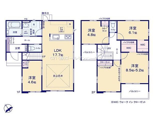 全居室が独立しておりプライベート空間をしっかりと確保できます。LDKはゆとりある広さで快適に過ごせます。2階にはウォークインクローゼット付きのお部屋があり収納力にも配慮されています。