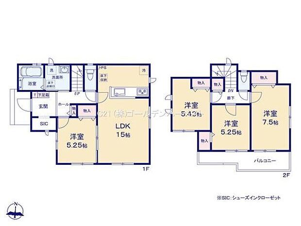 全居室が独立した間取りでプライバシーを確保できます。1階のLDKは15帖とゆとりのある広さです。2階にはバルコニーがあり通風にも配慮されています。