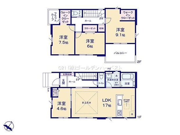 収納スペースが充実している間取りです。各部屋の広さが異なり用途に合わせて使い分けが可能です。LDKは開放感のある設計でゆとりのある空間が広がります。