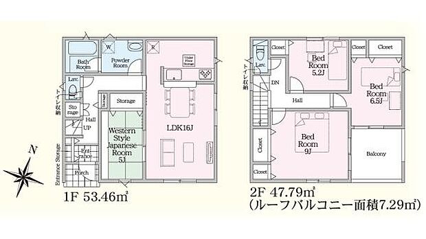 1階には広々としたLDKや和室があり使い勝手の良い空間が広がっています。各居室に収納スペースが確保されており荷物の整理もラクに行えます。