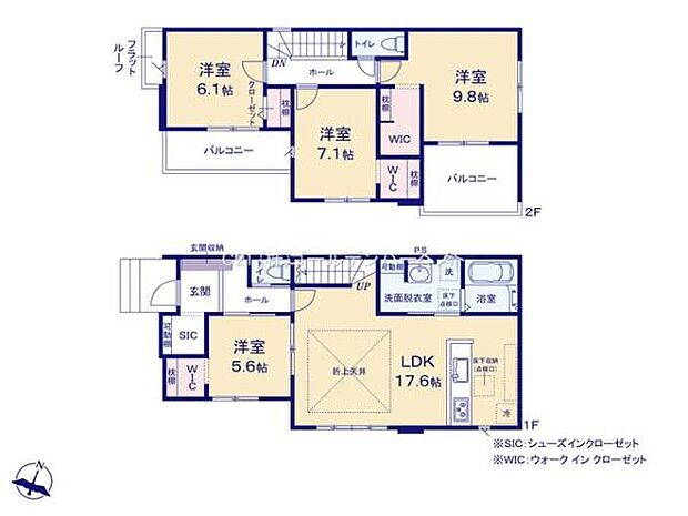 余裕のあるリビングダイニングキッチンが特徴的です。収納スペースが充実しておりシューズインクローゼットやウォークインクローゼットも設置されています。