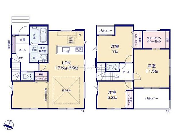 余裕のあるリビングダイニングキッチンが特徴的です。収納スペースが充実しておりウォークインクローゼットも設置されています。
