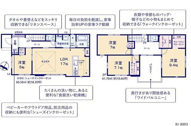 使いやすいリビングダイニングキッチンが中心に配置されています。各部屋に収納スペースが確保されており整理整頓しやすい間取りです。