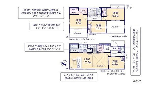 全体の動線が考えられており部屋ごとに使い分けしやすい間取りです。収納スペースも充実しており日々の整理整頓に便利です。リビングは広々とした空間で快適に過ごせます。