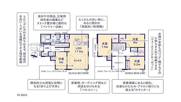 広々としたLDKで生活動線がスムーズになる間取りです。収納スペースが充実しており物の整理がしやすい設計です。各部屋の広さも十分でゆったりと過ごせます。