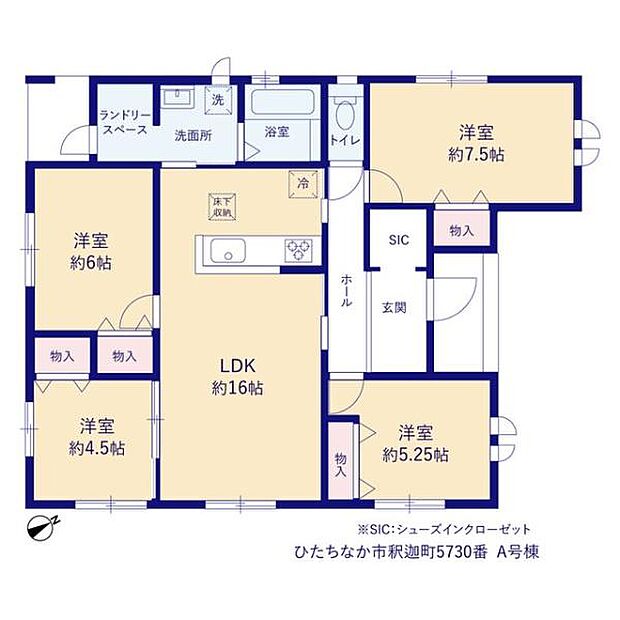 各部屋にしっかりとした収納スペースが確保されており生活動線も工夫されています。LDKは約16帖と広々しており様々な家具の配置が可能です。洋室は4部屋ありそれぞれゆとりある広さが特徴的です。