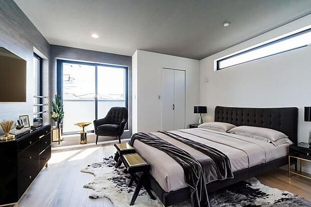 「Bed Room」落ち着いた色合い、シンプルなデザイン。寝室として大事なお部屋です。(本画像はCGにて家具を配置しております。実際に家具はおかれておりません。)