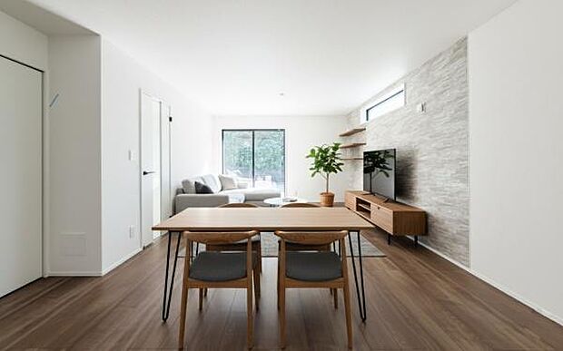 「集うダイニング」広いLDKだからこそ可能。リビングもダイニングも広々空間。(本画像はCGにて家具等を配置しております。実際に家具等はおかれておりません。)