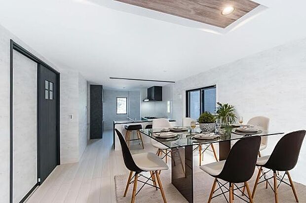 「集うダイニング」広いLDKだからこそ可能。リビングもダイニングも広々空間。(本画像はCGにて家具等を配置しております。実際に家具等はおかれておりません。)