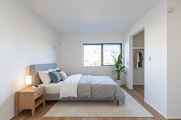 「Bed Room」落ち着いた色合い、シンプルなデザイン。寝室として大事なお部屋です。(本画像はCGにて家具を配置しております。実際に家具はおかれておりません。)
