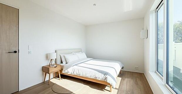 「Bed Room」落ち着いた色合い、シンプルなデザイン。寝室として大事なお部屋です。（本画像はCGにて家具を配置しております。実際に家具はおかれておりません。）
