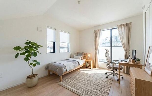 「Bed Room」落ち着いた色合い、シンプルなデザイン。寝室として大事なお部屋です。(本画像はCGにて家具を配置しております。実際に家具はおかれておりません。)