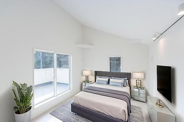 「Bed Room」落ち着いた色合い、シンプルなデザイン。寝室として大事なお部屋です。(本画像はCGにて家具を配置しております。実際にはおかれておりません。)